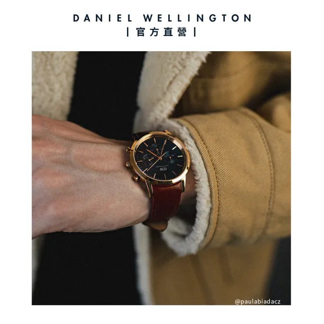  Shop Authentic Daniel Wellington Iconic Chronograph Blue Dial Brown Leather Strap Watch For Men - DW00100639 - Luxxuri