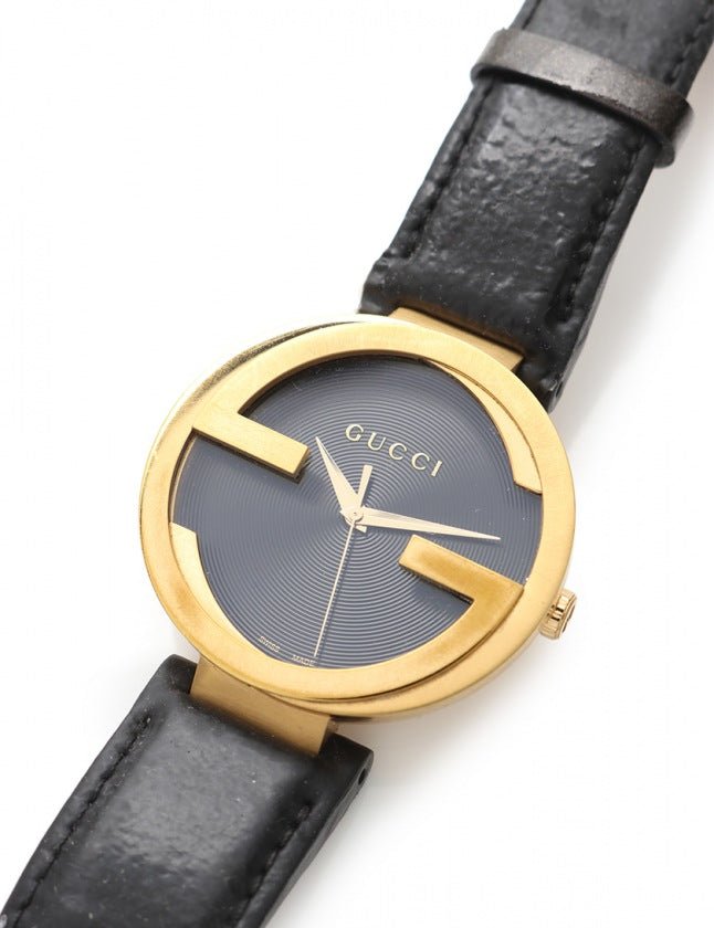  Shop Authentic Gucci Interlocking Special Edition Grammy Black Dial Black Leather Strap Watch For Men - YA133208 - Luxxuri