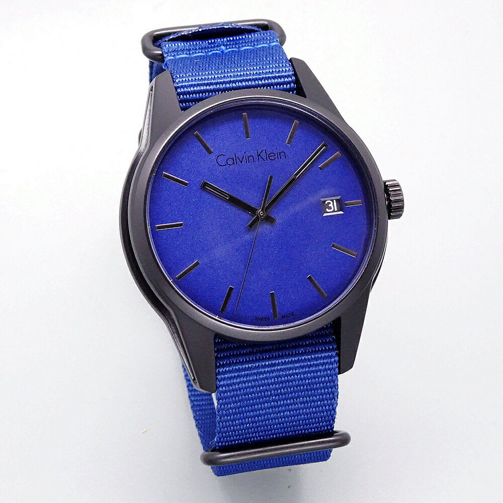  Shop Authentic Calvin Klein Tone Blue Dial Blue NATO Strap Watch for Men - K7K514VN - Luxxuri