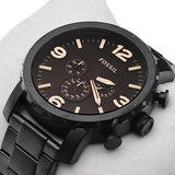  Shop Authentic Fossil Nate Chrongraph Ion Plated Black Dial Black Steel Strap Watch for Men - JR1356 - Luxxuri