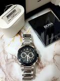  Shop Authentic Hugo Boss Supernova Chronograph Black Dial Silver Steel Strap Watch for Men - 1513359 - Luxxuri
