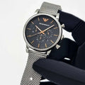  Shop Authentic Emporio Armani Luigi Chronograph Quartz Black Dial Silver Mesh Bracelet Watch For Men - AR11429 - Luxxuri