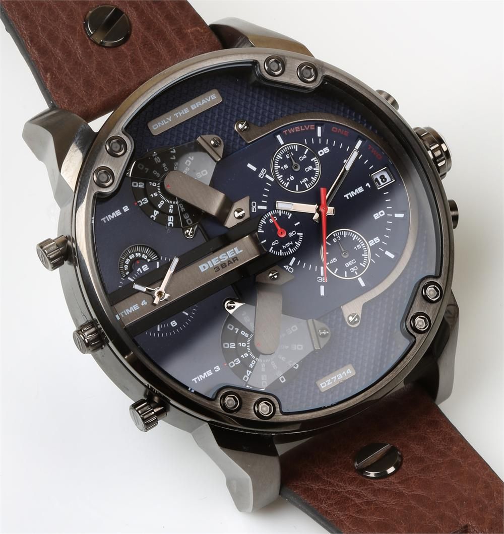  Shop Authentic Diesel Mr Daddy Blue Dial Brown Leather Strap Watch For Men - DZ7314 - Luxxuri