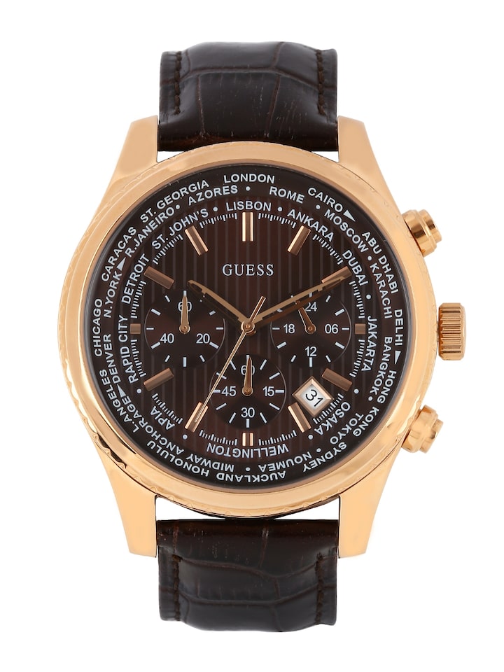  Shop Authentic Guess Pursuit Chronograph Brown Dial Brown Leather Strap Watch for Men - W0500G3 - Luxxuri
