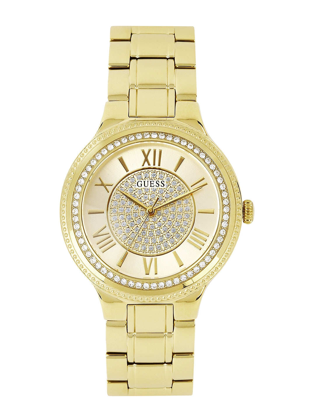  Shop Authentic Guess Madison Diamonds Gold Dial Gold Steel Strap Watch for Women - W0637L2 - Luxxuri