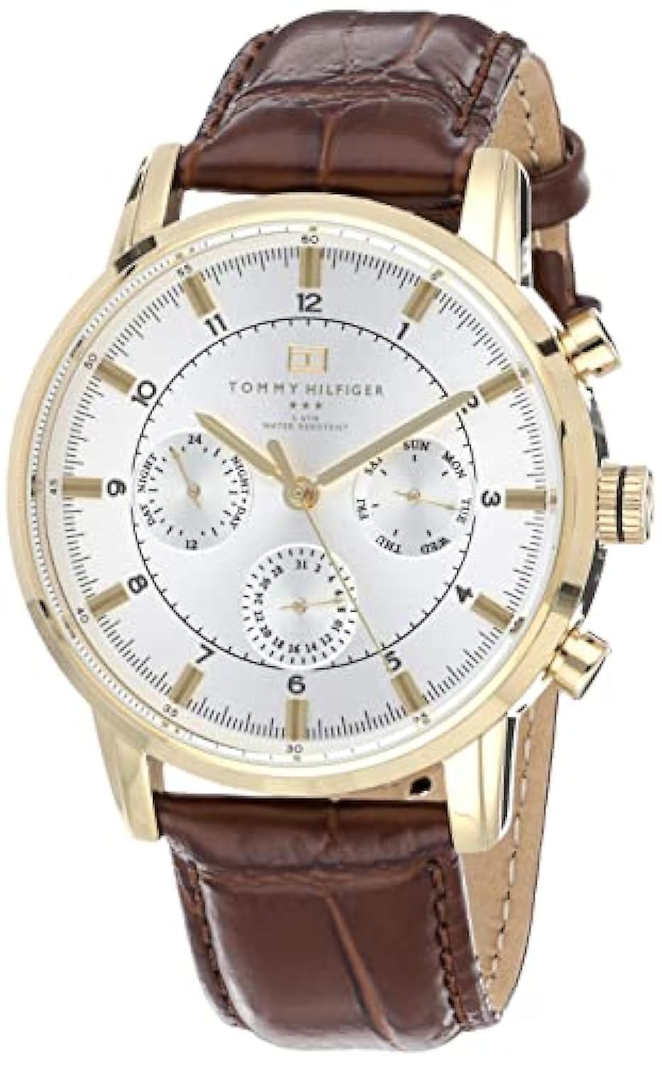  Shop Authentic Tommy Hilfiger Harrison White Dial Brown Leather Strap Watch for Men - 1790874 - Luxxuri