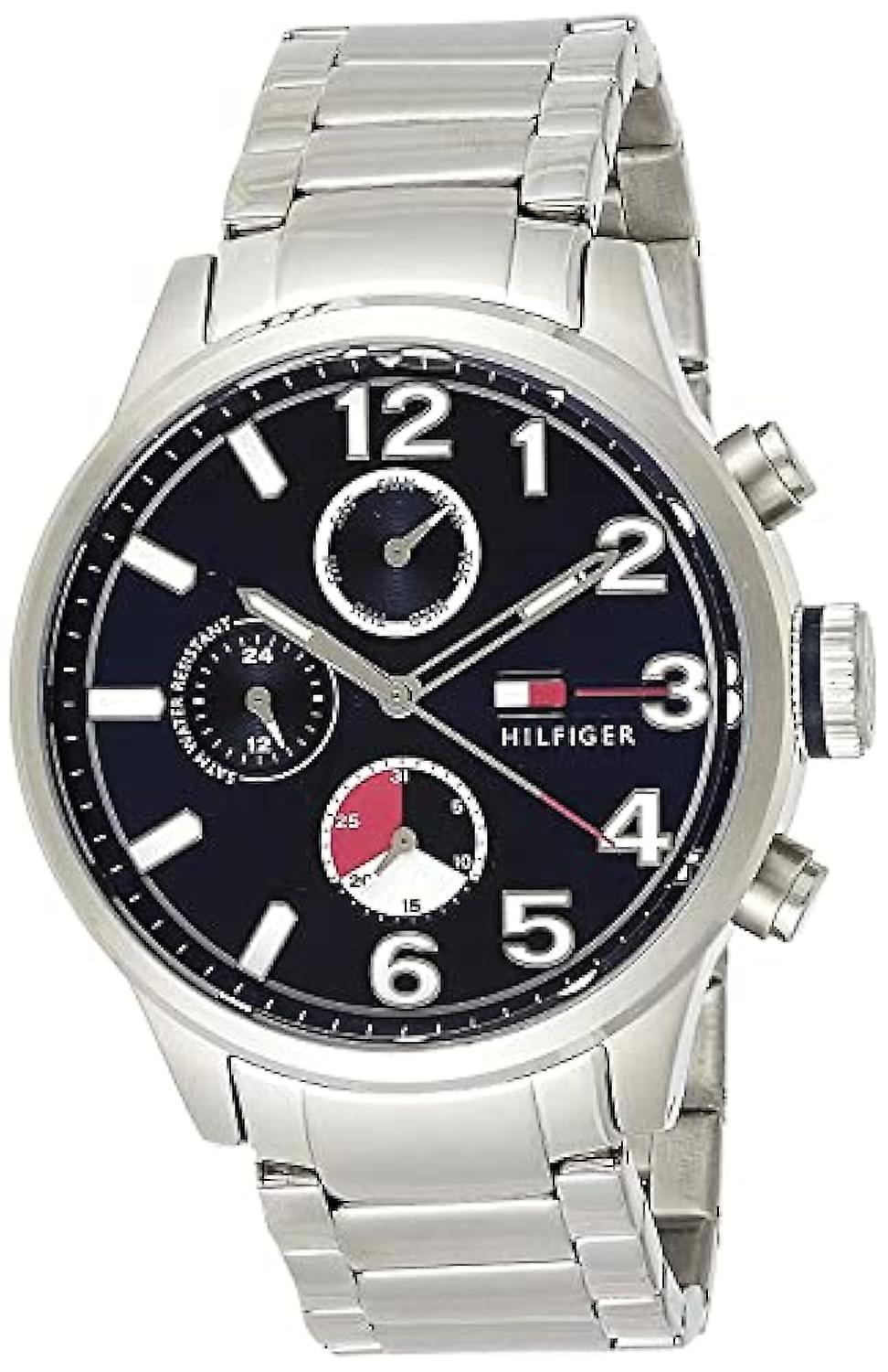  Shop Authentic Tommy Hilfiger Jackson Chronograph Blue Dial Silver Steel Strap Watch for Men - 1791242 - Luxxuri