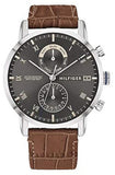  Shop Authentic Tommy Hilfiger Kane Grey Dial Brown Leather Strap Watch for Men - 1710398 - Luxxuri