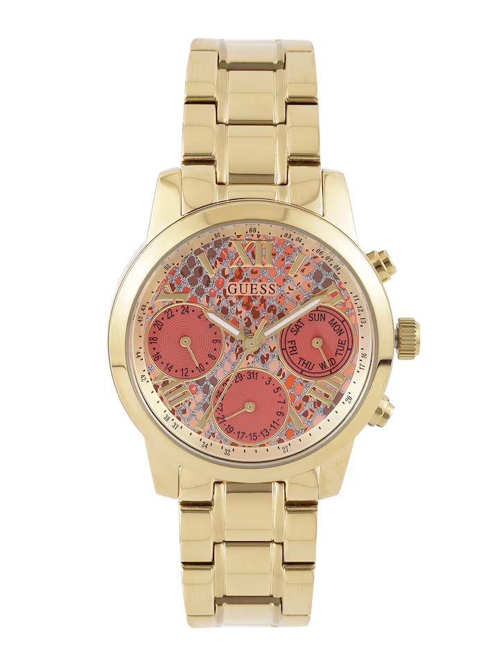  Shop Authentic Guess Mini Sunrise Quartz Analog Orange Dial Gold Steel Strap Watch For Women - W0448L7 - Luxxuri