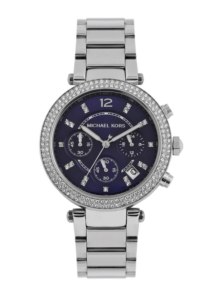  Shop Authentic Michael Kors Parker Chronograph Blue Dial Silver Steel Strap Watch for Women - MK6117 - Luxxuri