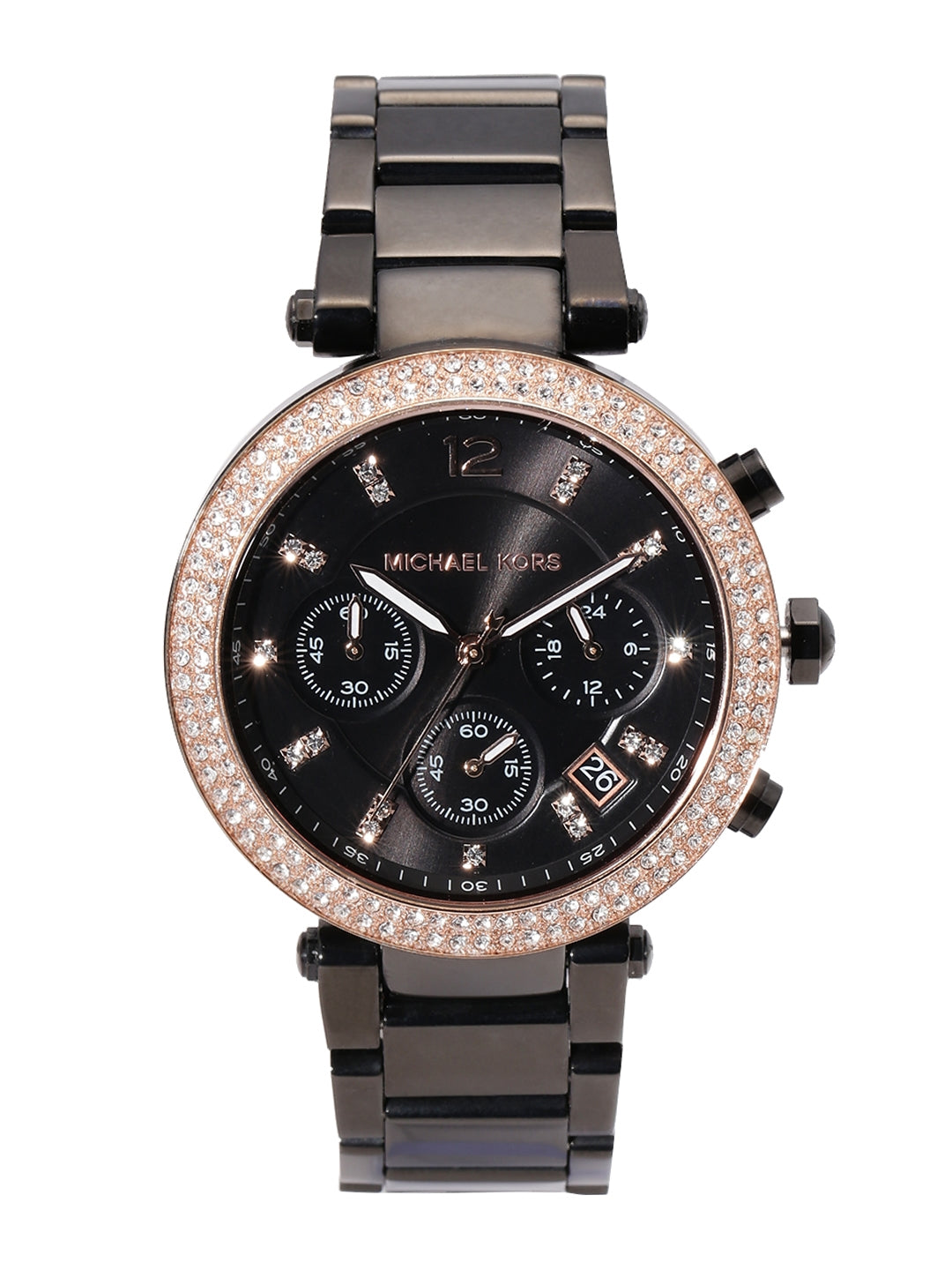 Michael Kors Parker Diamonds Black Dial Black Steel Strap Watch for Women - MK5885