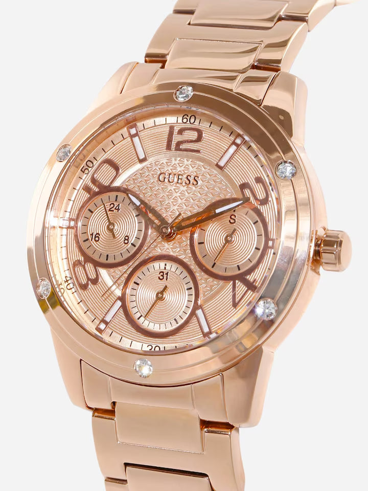  Shop Authentic Guess Studio Rose Gold Dial Rose Gold Steel Strap Watch For Women - W0778L3 - Luxxuri