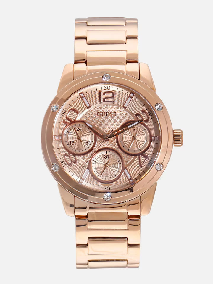  Shop Authentic Guess Studio Rose Gold Dial Rose Gold Steel Strap Watch For Women - W0778L3 - Luxxuri