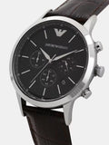  Shop Authentic Emporio Armani Renato Chronograph Black Dial Brown Leather Strap Watch For Men - AR2482 - Luxxuri