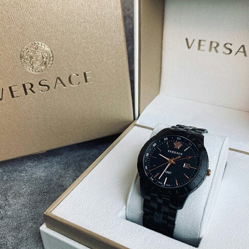  Shop Authentic Versace Univers Quartz Black Dial Black Steel Strap Watch for Men - VEBK00618 - Luxxuri
