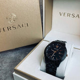  Shop Authentic Versace Univers Quartz Black Dial Black Steel Strap Watch for Men - VEBK00618 - Luxxuri