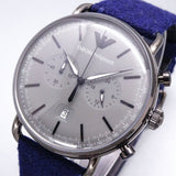  Shop Authentic Emporio Armani Aviator Quartz Grey Dial Blue Fabric Strap Watch For Men - AR11144 - Luxxuri
