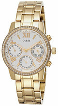  Shop Authentic Guess Mini Sunrise Diamonds Silver Dial Gold Steel Strap Watch for Women - W0623L3 - Luxxuri