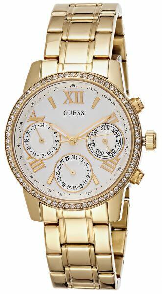  Shop Authentic Guess Mini Sunrise Diamonds Silver Dial Gold Steel Strap Watch for Women - W0623L3 - Luxxuri