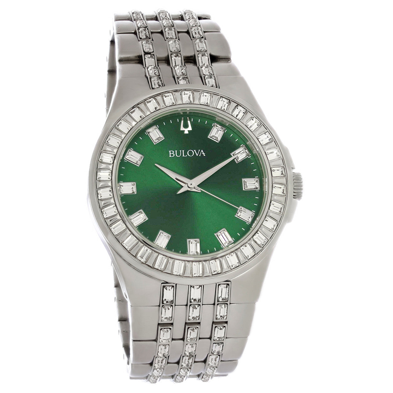  Shop Authentic Bulova Phantom Classic Baguette Green Dial Silver Steel Strap Watch for Men - 96A253 - Luxxuri
