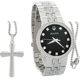  Shop Authentic Bulova Crystal Collection Black Dial Silver Steel Strap Watch for Men - 96K102 - Luxxuri