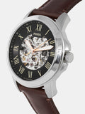  Shop Authentic Fossil Grant Automatic Skeleton Black Dial Brown Leather Strap Watch for Men - ME3100 - Luxxuri