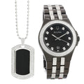  Shop Authentic Bulova Crystal Collection Black Dial Two Tone Steel Strap Watch for Men - 98K101 - Luxxuri