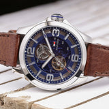  Shop Authentic Tommy Hilfiger Bruce Analog Blue Dial Brown Leather Strap Watch for Men - 1791278 - Luxxuri