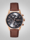  Shop Authentic Hugo Boss Navigator Grey Dial Brown Leather Strap Watch for Men - 1513496 - Luxxuri