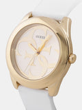 Shop Authentic Guess G-Twist Gold Dial White Rubber Strap Watch for Women - W0911L7 - Luxxuri