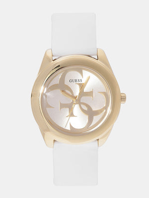  Shop Authentic Guess G-Twist Gold Dial White Rubber Strap Watch for Women - W0911L7 - Luxxuri