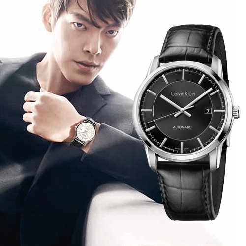  Shop Authentic Calvin Klein Infinity Automatic Black Dial Black Leather Strap Watch for Men - K5S341C1 - Luxxuri