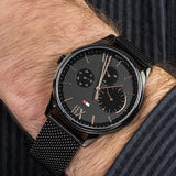  Shop Authentic Tommy Hilfiger Damon Quartz Black Dial Black Mesh Bracelet Watch for Men - 1791420 - Luxxuri