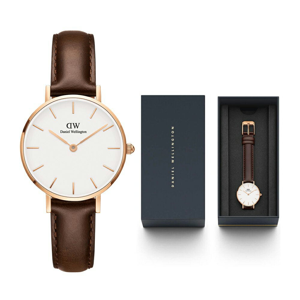  Shop Authentic Daniel Wellington Classic Petite Bristol White Dial Brown Leather Strap Watch For Women - DW00100227 - Luxxuri
