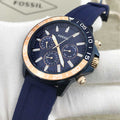  Shop Authentic Fossil Bannon Multifunction Blue Dial Blue Silicone Strap Watch for Men - BQ2498 - Luxxuri