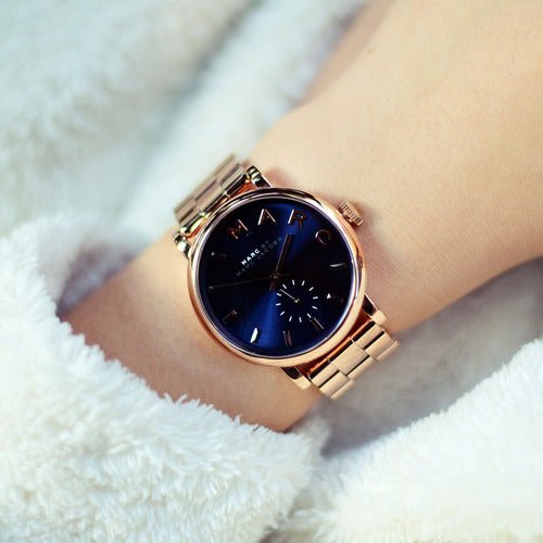  Shop Authentic Marc Jacobs Baker Blue Dial Rose Gold Steel Strap Watch for Women - MBM3330 - Luxxuri