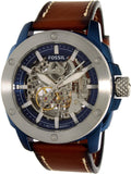  Shop Authentic Fossil Modern Machine Automatic Skeleton Silver Dial Brown Leather Strap Watch for Men - ME3135 - Luxxuri