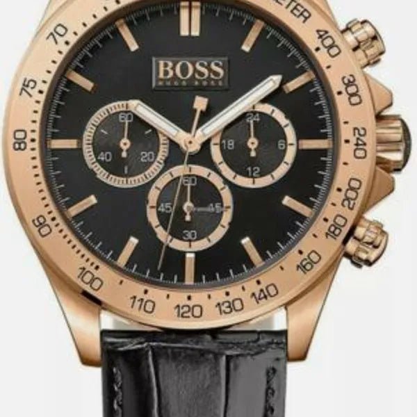  Shop Authentic Hugo Boss Ikon Black Dial Black Leather Strap Watch for Men - 1513179 - Luxxuri