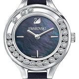  Shop Authentic Swarovski Lovely Crystals Mother of Pearl Black Dial Black Leather Strap Watch for Women - 5242898 - Luxxuri