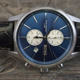  Shop Authentic Hugo Boss Time One Blue Dial Black Leather Strap Watch for Men - 1513431 - Luxxuri