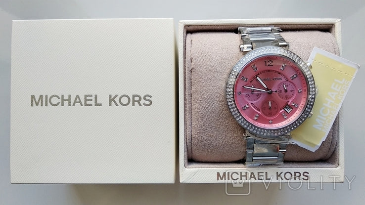  Shop Authentic Michael Kors Parker Chronograph Pink Dial Silver Steel Strap Watch For Women - MK6105 - Luxxuri