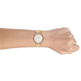  Shop Authentic Michael Kors Layton Three Hand Mother of Pearl White Dial Gold Steel Strap Watch For Women - MK6870 - Luxxuri