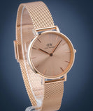  Shop Authentic Daniel Wellington Petite Rose Gold Dial Rose Gold Mesh Bracelet Watch For Women - DW00100471 - Luxxuri