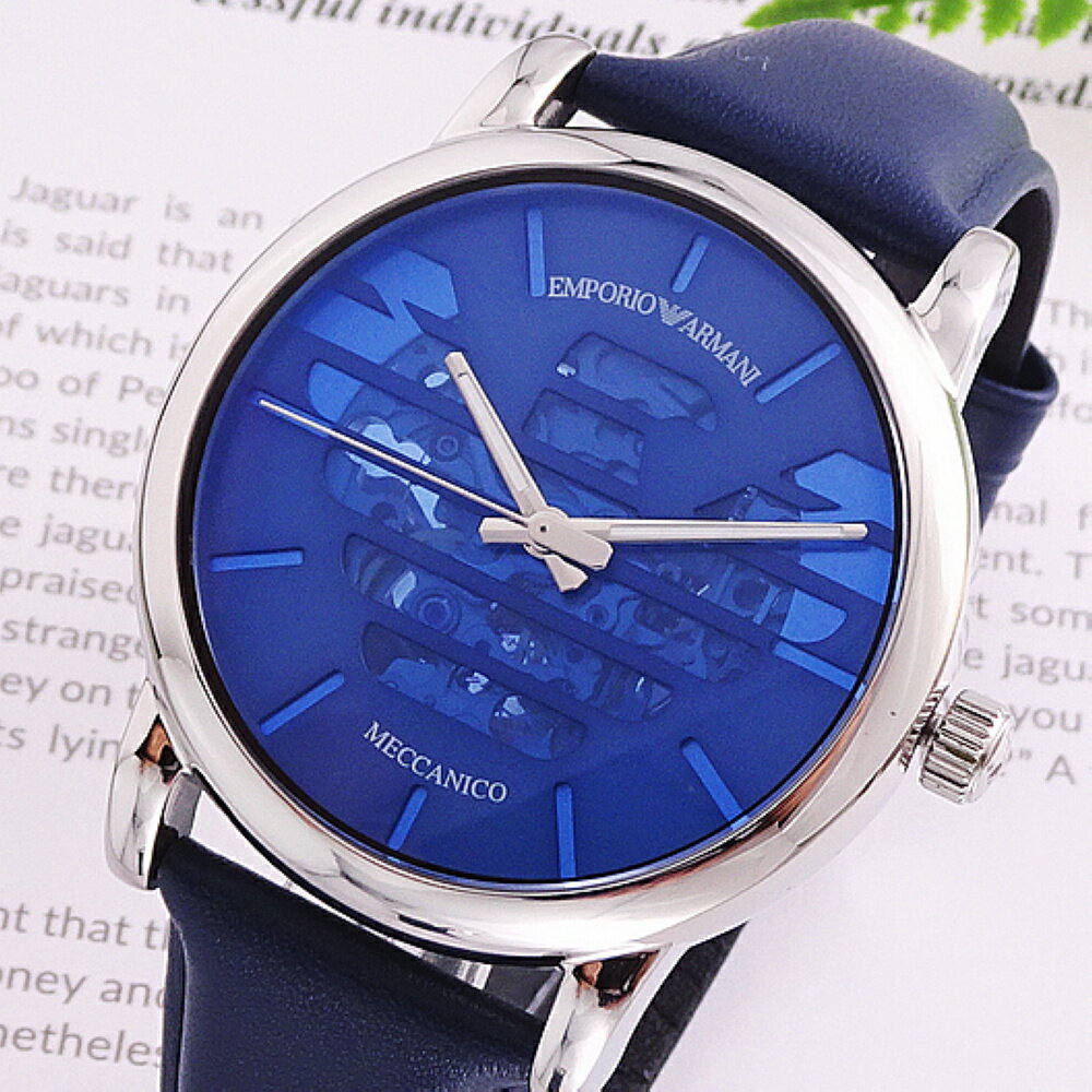  Shop Authentic Emporio Armani Luigi Automatic Blue Dial Blue Leather Strap Watch For Men - AR60030 - Luxxuri