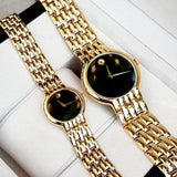  Shop Authentic Movado Veturi Quartz Black Dial Gold Steel Strap Watch for Men - 0606934 - Luxxuri