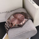  Shop Authentic Michael Kors Runway Quartz Brown Dial Brown Steel Strap Watch For Women - MK3418 - Luxxuri