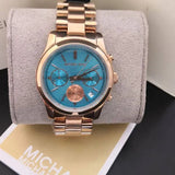  Shop Authentic Michael Kors Runway Chronograph Turquoise Dial Rose Gold Steel Strap Watch For Women - MK6164 - Luxxuri