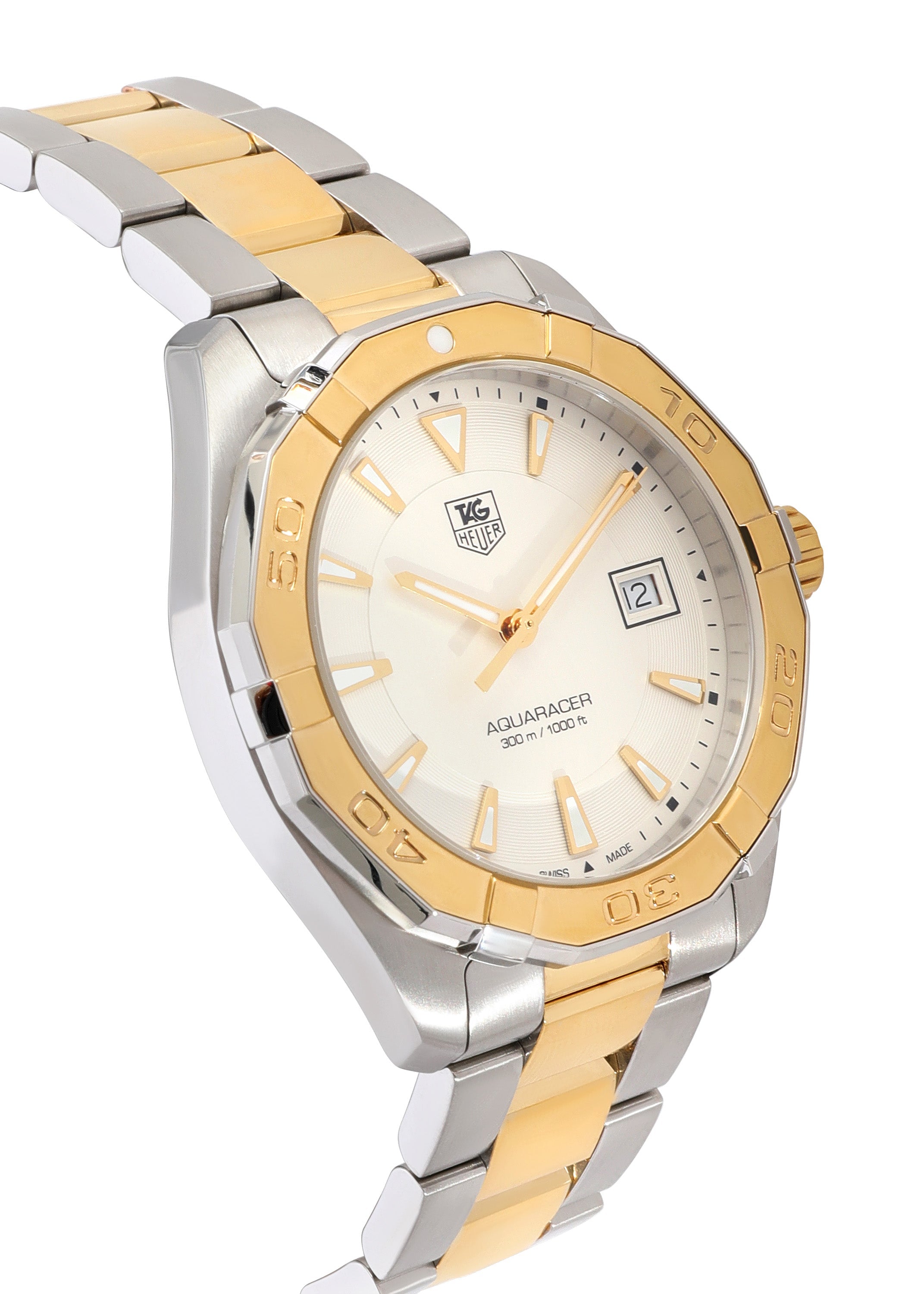 Tag Heuer Aquaracer Quartz White Dial Two Tone Steel Strap Watch for Men - WAY1120.BB0930