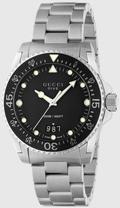  Shop Authentic Gucci Dive Quartz Black Dial Silver Steel Strap Watch For Men - YA136301B - Luxxuri