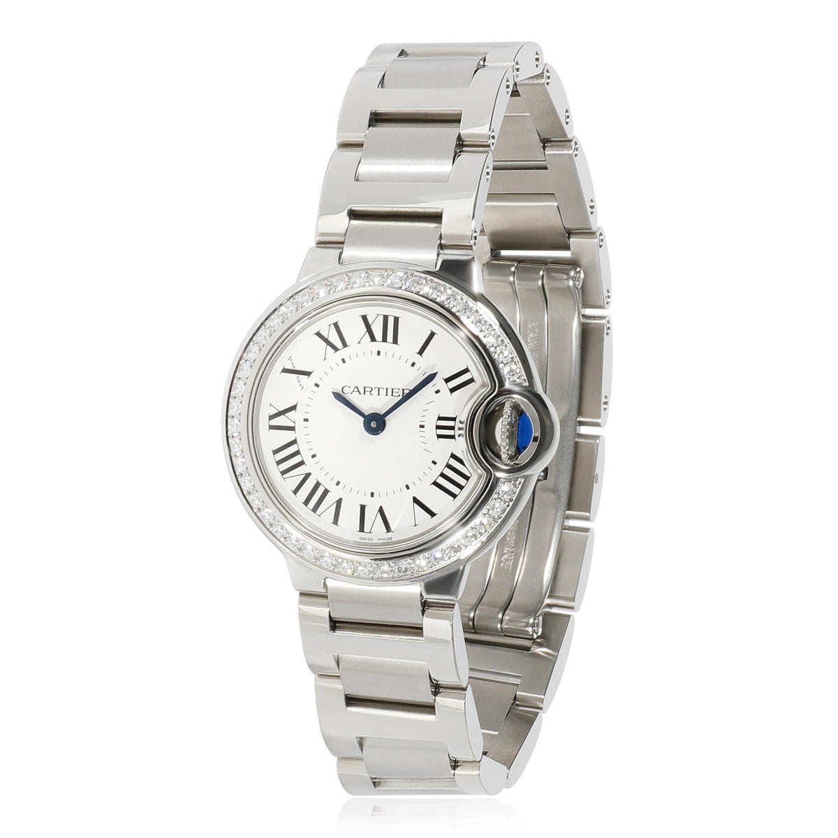  Shop Authentic Cartier Ballon Bleu De Cartier Diamonds White Dial Silver Steel Strap Watch for Women - W4BB0015 - Luxxuri